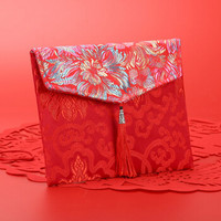 唐绣（TONSILK）创意丝绸万元布艺红包袋新年过年春节结婚庆用品婚礼利是封C015-5火焰红