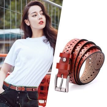 斯提亚（STIYA）皮带女士牛皮韩版简约腰带装饰时尚针扣细腰裤带 882S081003棕色
