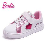 芭比 BARBIE 童鞋 女童运动鞋 秋季新款女童小白鞋 女童休闲鞋  公主鞋 2327 白色 31