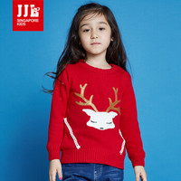 季季乐（JJLKIDS Partner Club）童装女童毛衣冬季卡通保暖上衣 GDM73232 大红 105