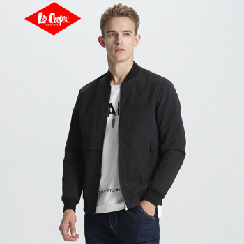 Lee Cooper 夹克男舒适时尚休闲飞行员装棒球服外套  LEE7021 黑色 L码