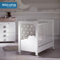 Micuna 西班牙原装进口 欧式实木婴儿床/多功能环保高档宝宝床带led夜灯/床板可倾斜 LED婴儿床