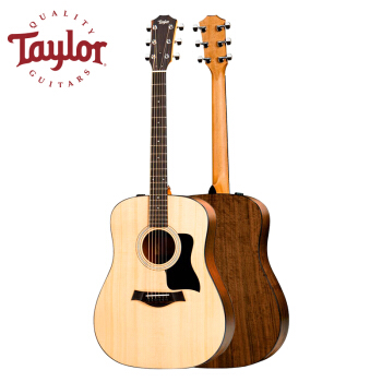 泰勒（Taylor）100系列单板民谣木吉他 云杉面板桃胡木背侧板D型 ES2拾音器 110E 2017圆角电箱41寸