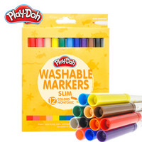 美国培乐多（Play-Doh）12色可水洗细杆水彩笔 儿童绘画涂色水彩笔