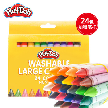 美国培乐多（Play-Doh）24色可水洗大蜡笔 儿童绘画涂色蜡笔