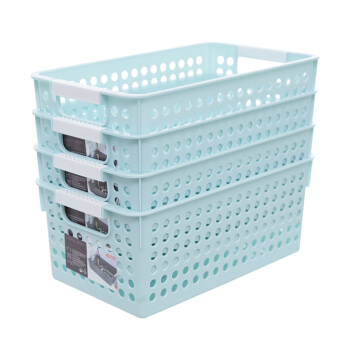 禧天龙Citylong 4L桌面收纳篮环保塑料收纳筐杂物收纳盒蝶彩蓝4支装 7102