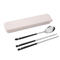 金钥匙（GOLDEN KEY）304不锈钢 勺子筷子韩式便携式餐具两件套（黑色）GK-CJ200-H