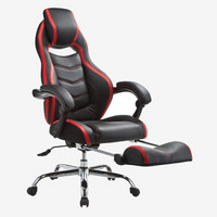 山业 电脑椅子 可转办公椅 可收纳脚垫 人体工学椅 赛车椅 电竞椅 黑红 游戏椅子 150-SNCL003