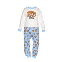 MOSCHINO KIDS 莫斯奇诺 奢侈品童装 男女童白配浅蓝小熊图案棉质连体衣 MUY01K LAB07 83976 12/18/80cm