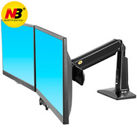 NB F27黑 22-27英寸    液晶电脑双屏显示器支架 台式显示屏架子 站立办公支架台式机支架  伸缩旋转升降