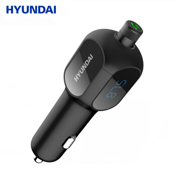 现代（HYUNDAI）车载mp3播放器蓝牙免提电话车载充电器U盘汽车点烟器FM发射器双USB接口一拖二 S-12