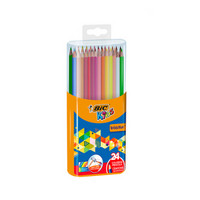 BIC比克Kids儿童Evolution环保无木彩色铅笔（24色）法国进口文具 儿童学生绘画彩铅涂色顺滑