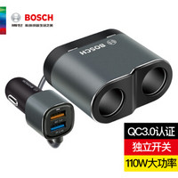 博世 Bosch 车载充电器一拖二点烟器快充QC3.0 双USB双点烟口 PS500