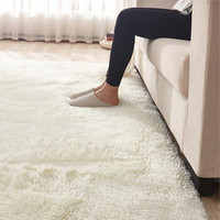 富居地毯 卧室丝绒地垫床边毯 飘窗垫 客厅茶几地毯 80*160cm米白色