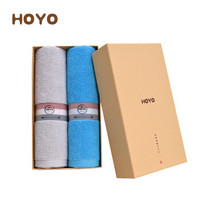 HOYO 毛巾礼盒 日本进口抗菌运动巾A类礼品毛巾2件套 蓝+灰 抗菌系列 33*110cm