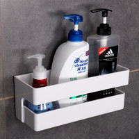 AeroTeK  置物篮浴室挂件免打孔墙上置物架壁式浴室收纳架子简约单层  白色