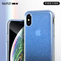 Tech21苹果新品iphone Xs 手机壳5.8英寸保护套 苹果X 纯净透明款渐变蓝 摄像头保护防摔轻薄无线充电
