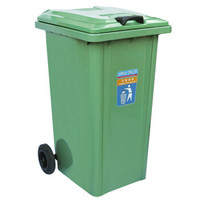 兰诗（LAUTEE）DL-240 大号镀锌钢板加厚垃圾桶 可挂车 绿色240L