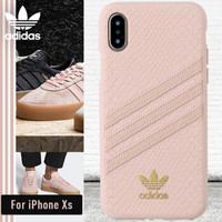 adidas 手机壳 Samba Rose系列 iPhone XS 5.8英寸 时尚防摔TPU  三叶草经典系列粉金