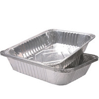 烧烤世家 铝箔盘 长方形锡纸盘一次性烧烤盘锡纸盒餐盒烘焙 加厚铝箔盒子 （32.8*26*6cm）8个装