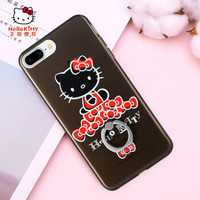 x-doria HelloKitty苹果7P/8Plus手机壳iPhone7P/8Plus保护套 指环扣支架全包硅胶防摔保护壳 幻蝶凯蒂猫