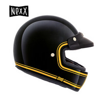 NEXX X.G100 Devon 亚洲版型 复古全盔四季碳纤维复合材料 电动摩托车头盔 黑黄色 XL