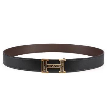 V.V.Brown皮带男板扣双面头层牛皮腰带潮流男款质感五金盒装 金扣V249P7AB