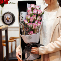 花千朵19朵紫色玫瑰花束礼盒鲜花速递同城送花520生日纪念日七夕情人节礼物送女生女朋友老婆