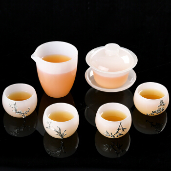 常生源 生源 整套功夫茶具 陶瓷套装 白玉瓷 盖碗公杯茶杯 礼盒包装 玉瓷君子套组