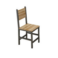 洛克菲勒简约现代钢木餐椅办公椅食堂靠背椅子4面加固 黑架+浅胡桃