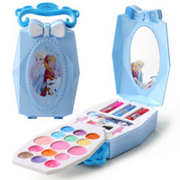 迪士尼女孩玩具儿童彩妆盒化妆品玩具小孩口红指甲油套装Disney 冰雪奇缘童话世界公主手提美妆盒