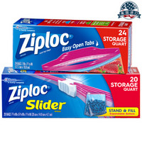 密保诺 Ziploc 美国进口 密实袋 中号+可站立式中号组合装  食品密封袋 非保鲜膜 零食果蔬保鲜袋 收纳袋
