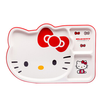 五和（WUHE）HELLO KITTY凯蒂猫双色三格头型儿童盘宝宝饭碗水果盘子可爱卡通防摔婴儿辅食餐具KT-s195