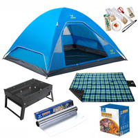威野营（V-CAMP）户外帐篷3-4人露营防雨防水野外露营帐篷野餐垫烧烤帐篷套餐