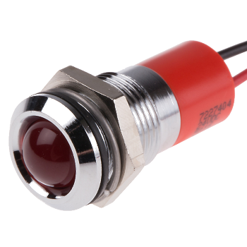 欧时RS Pro Q14P3CXXR24E 10 mm 凸型 红色 LED 指示灯线, 引线接端, 14mm安装孔尺寸, 24 V 直流