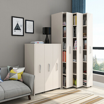 中伟新款板式储物书柜简约现代移动书架自由组合收纳抽拉柜1米高3列