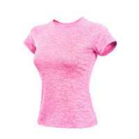 范迪慕 瑜伽服女新款紧身瑜伽短袖打底上衣运动速干健身瑜伽服女 FW2018-粉色-单件短袖-XL