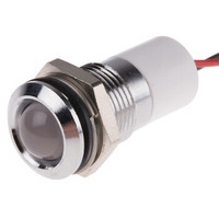 欧时RS Pro Q14P3CXXW24E 10 mm 凸型 白色 LED 指示灯线, 引线接端, 14mm安装孔尺寸, 24 V 直流