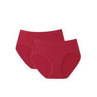 全棉时代 女士针织中腰三角裤165/95 红色+红色 2件装