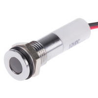 RS Pro欧时 5 mm 嵌入式 白色 LED 指示器, 引线接端, 8mm安装孔尺寸, 12 V 直流