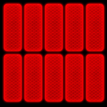 迪普尔 汽车反光贴夜光警示高亮安全摩托装饰遮挡划痕多功能3*8cm钻石红10片