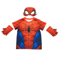 凯艺玩具派对卡通装扮 漫威英雄礼盒蜘蛛侠男童T恤面罩手套套装生日礼物110码 六一儿童节礼物