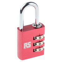 RS Pro欧时 红色 组合 铝 组合挂锁, 5mm 锁钩