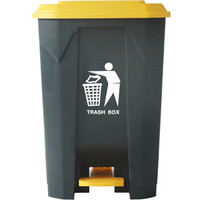 ABEPC 100L升垃圾桶塑料脚踏脚踩脚踏式大号户外厨房家用大容量办公商用商业垃圾箱大堂餐厅饭店脚踏黄盖灰桶