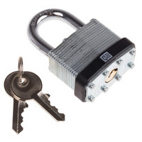 RS Pro欧时 灰色 钥匙键 钢 挂锁, 7mm 锁钩