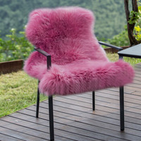 裘朴 羊毛沙发垫皮毛一体整张羊皮冬季羊皮垫子北欧沙发坐垫 85规格羊皮 活力红粉色