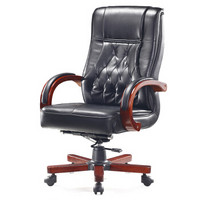 金海马/kinhom 电脑椅 办公椅 牛皮老板椅 人体工学椅子 黑色 7690-8017