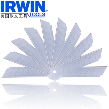 欧文（IRWIN）碳钢美工刀片 割刀片 墙纸壁纸刀片 裁纸刀 手工刀片 18mm碳钢 (10片装)