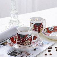 Milandu 米兰度高档咖啡杯碟勺礼盒装 直身杯碟咖啡茶杯对杯套装2组 皇家婚礼