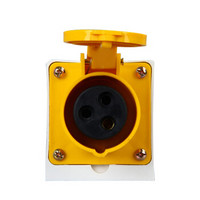 ZNG 3孔32a明装工业插座黄色 单相110V130V32a3p工业插头母座 5只装ZNG-123-4